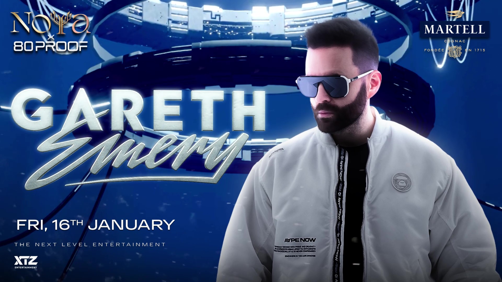 Gareth Emery performing live at NOYA x 80 Proof nightclub event